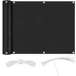 Waterproof Balcony Privacy Screen with UV Protection - 90x300CM (Black)