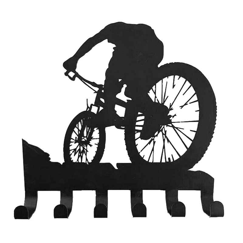 

ABHU Mountain Bike Gear Rack Metal Wall Decor Mountain Biking Wall Art Bicycle Art Silhouette Wall Sticker Carved Black Rack