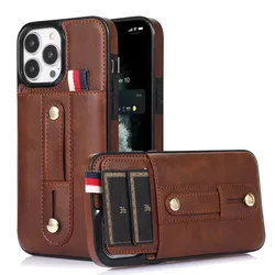 Premium Flip Leather Phone Case with Multi - Card Holder and Protective Back Cover - iPhone 15 Plus (Brown)