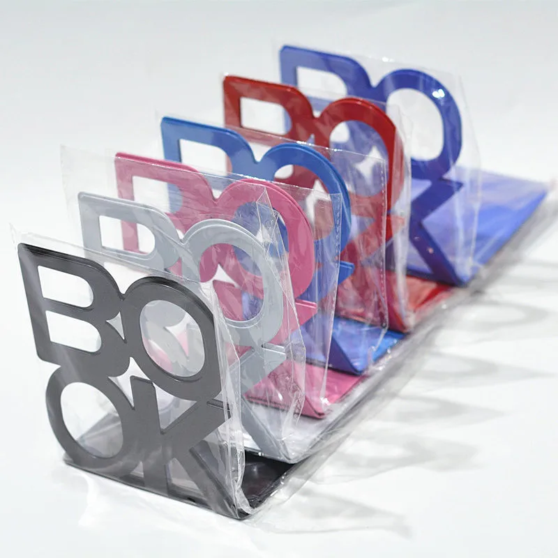 

Alphabet Shaped Metal Bookends Iron Support Holder Desk Stands for Books
