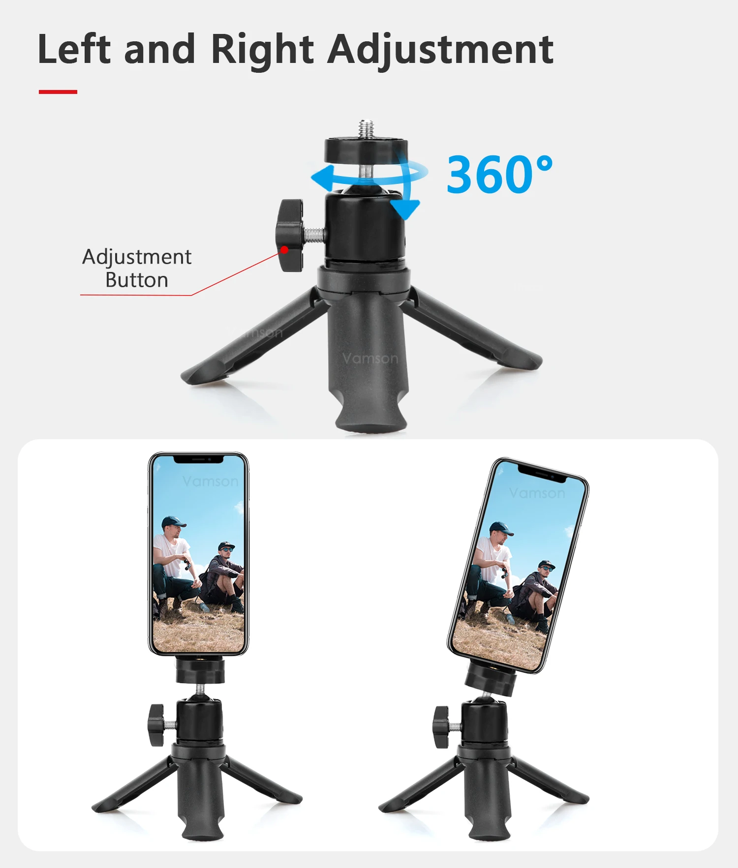 Description Picture 5 of itemVamson Handheld Portable Mini Tripod Phone Stabilizer Holder Stand for Gopro 11 10 9 Insta360 X3 DJI Action Camera Tik Tok Vlog