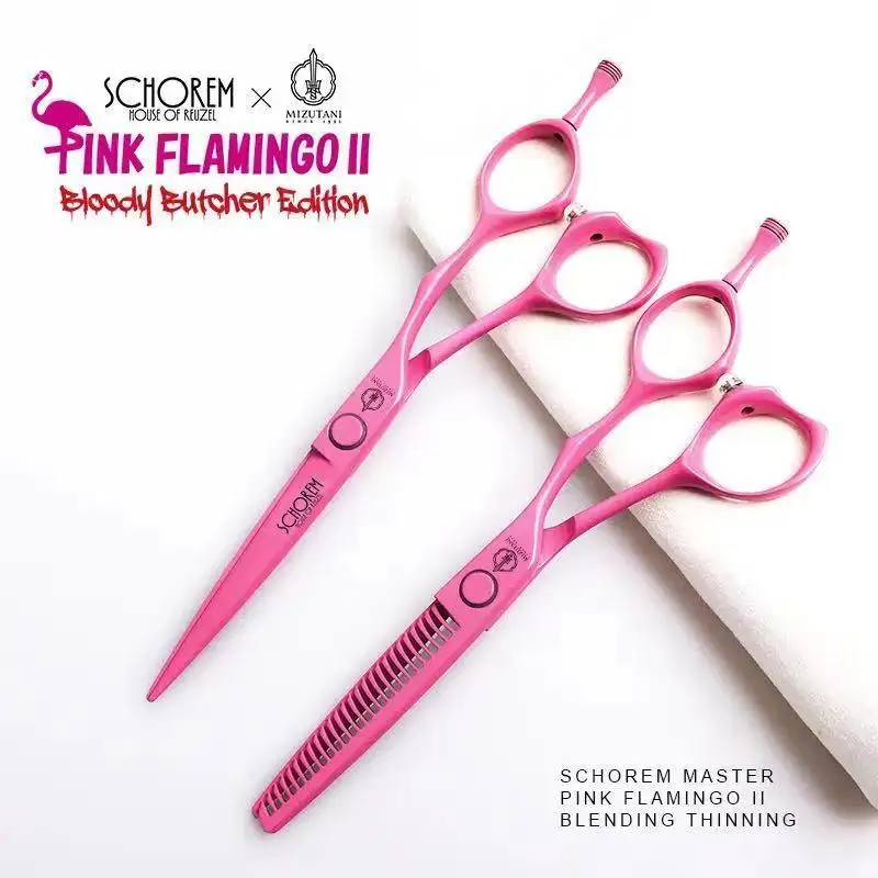 

Mizutani Professional 440C Barber Scissors 6.0 6.7 -inch High Quality Pink Flamingo Scissors Straight Scissors Seamless Scissors