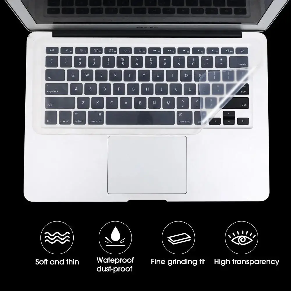 Universal Waterproof Silicone Keyboard Cover for Laptops - Transparent Protective Film for 13-17 Inch Notebooks