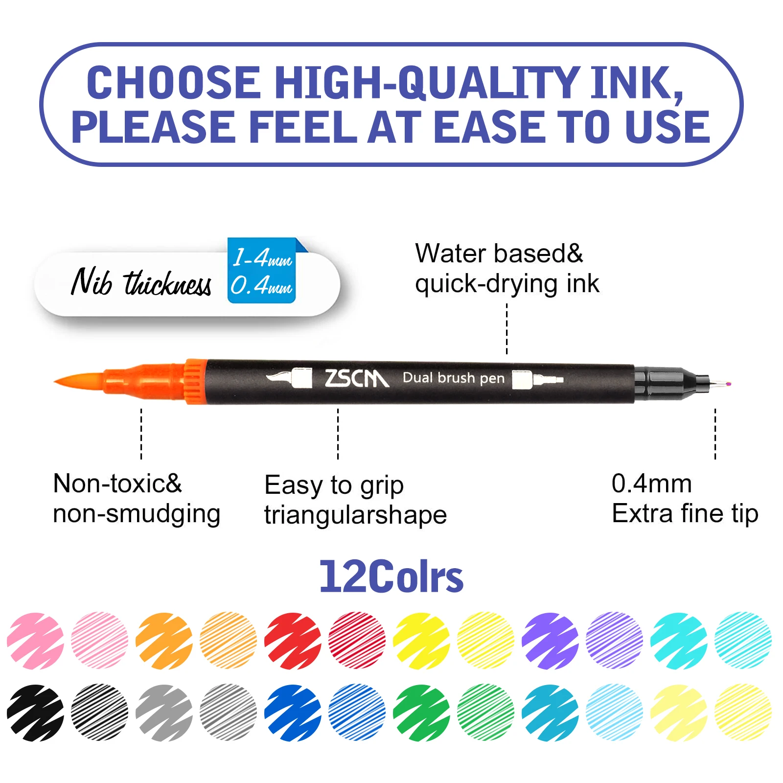 ZSCM 160 Color Brush Painting Sketch Writing Calligraphy Fine Tip