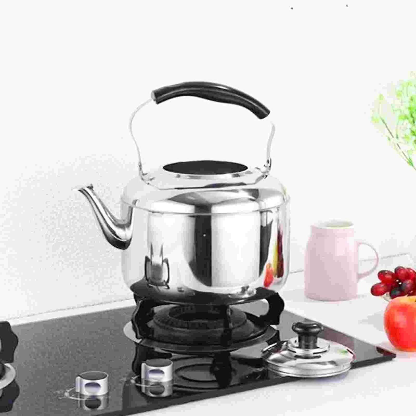 

Stainless Steel Whistling Tea Kettle 5.5L Stovetop Universal Base Cool Grip Handle