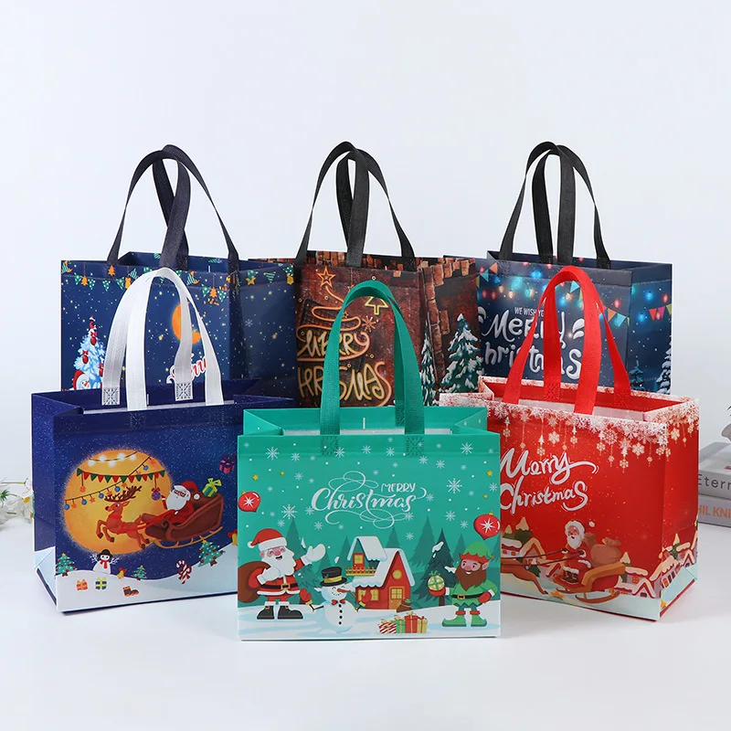 

Wholesale 2pcs gift bag christmas day handbag opp-nwpp bag hot stamping