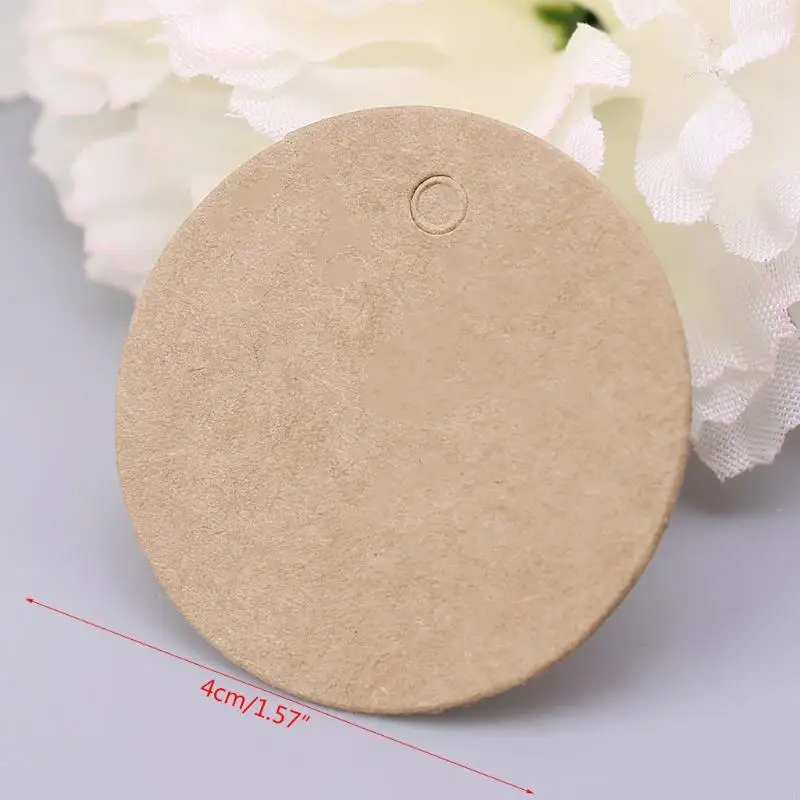 72XF 100pcs Blank Kraft Paper Hang Tags Wedding Party Favor Label Price Gift Card 4cm