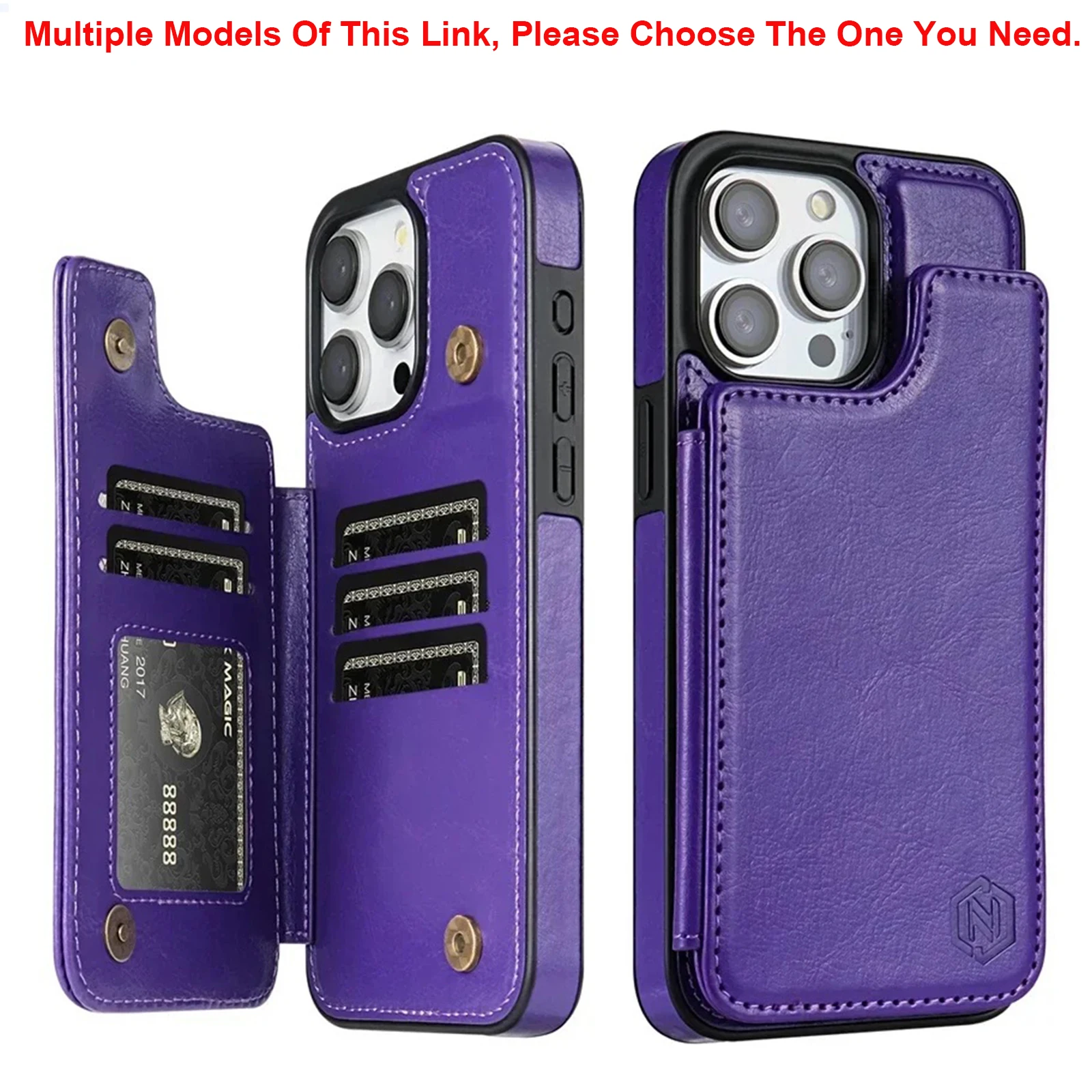 Premium Magnetic Leather Wallet Case with RFID Blocking Protection