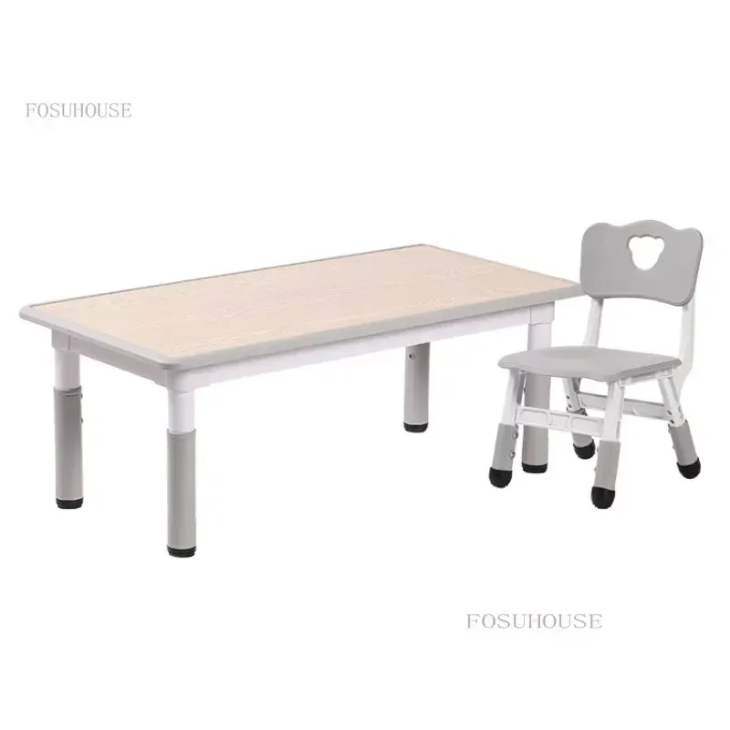 Special Kindergarten Table and Chair Set for Kids Liftable Rectangular Household Plastic Table Early Education Toy Desks