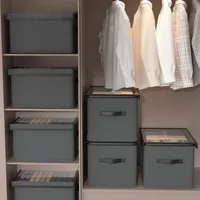 Linen Fabric Foldable Storage Bin Cube Organizer Home Multi-functional Compartment Drawer Wardrobe Soild Color Storage Boxes 1