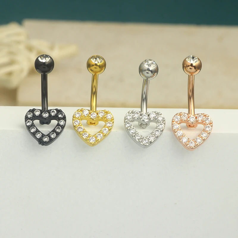 Cute Heart Belly Button Ring Navel Piercing Ring Bunny Belly Button Piercing Ring Rabbit Jewelry Kitty Cartoon Umbilical Pircing