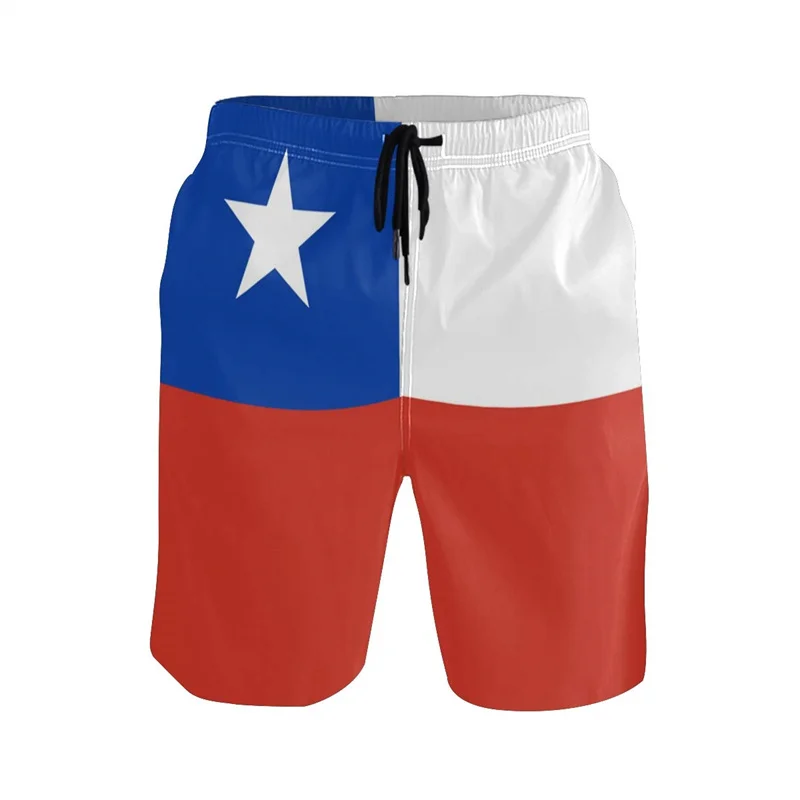 Hot Sale 3d Print Chile Flag Beach Shorts Men Summer Quick Dry Surf Board Shorts Gym Sports Swim Trunks Street Short Pants 2