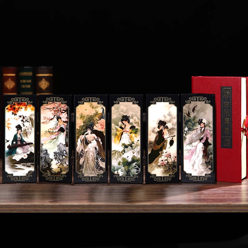 

Screen Ornaments Antique Lacquerware Small Panda Decoration Chinese Style Special Folk Crafts Solid Wood Gift Portable Foldable