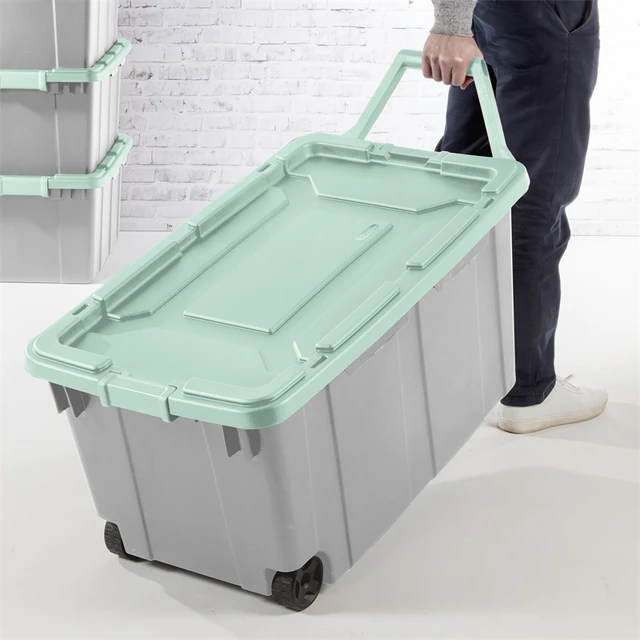 2PCS 40 Gallon Industrial Tote Plastic Storage Bins Wheeled Large Storage  Box Set Storage Organizer - AliExpress