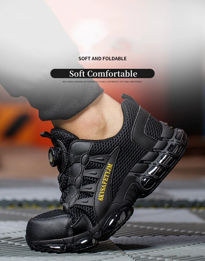 Rotation Button Work Safety Shoes Men's Indestructible Protective