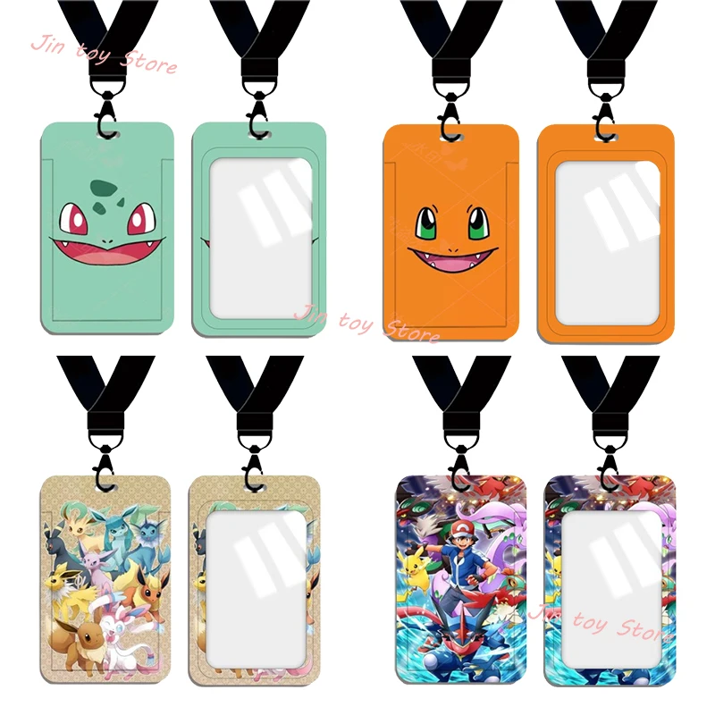 20 Stili Pokemon Pikachu Eevee Bulbasaur Ash Ketchum Card Holder Cartoon Charmander Psyduck Bus Card Id Campus Card Cover