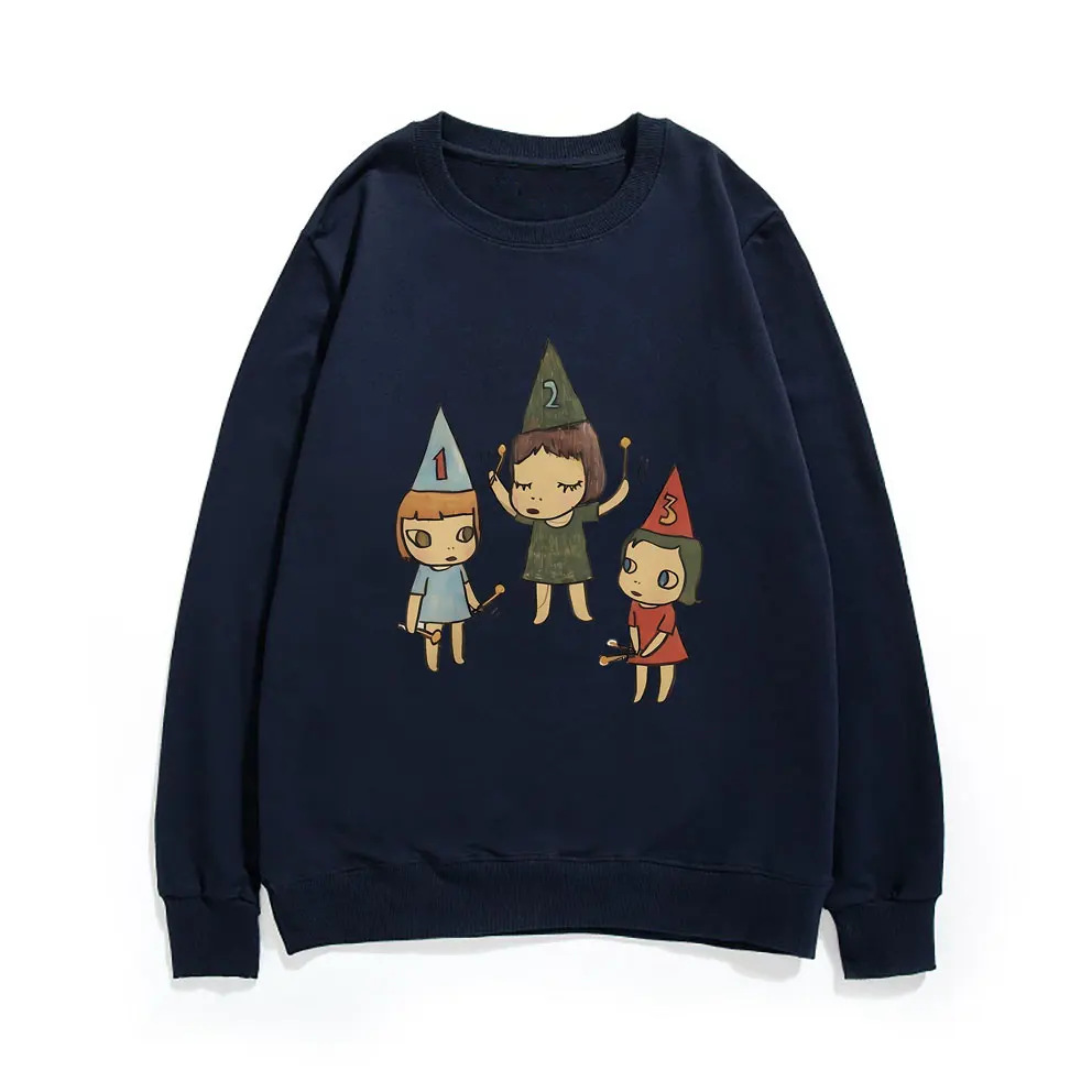 Yoshitomo Nara Drumming Girls Graphic Sweatshirt Men's Casual Y2k Oversized  Streetwear Unisex Fashion Art Aesthetic Pullover