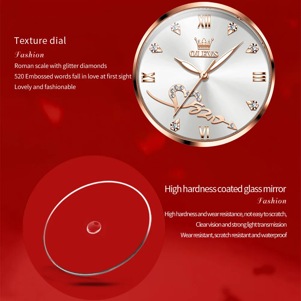 OLEVS Quartz Watch for Women Luxury Stainless Steel Exquisite Dial Waterproof Luminous Elegant Fashion Ladies Wristwatches Reloj