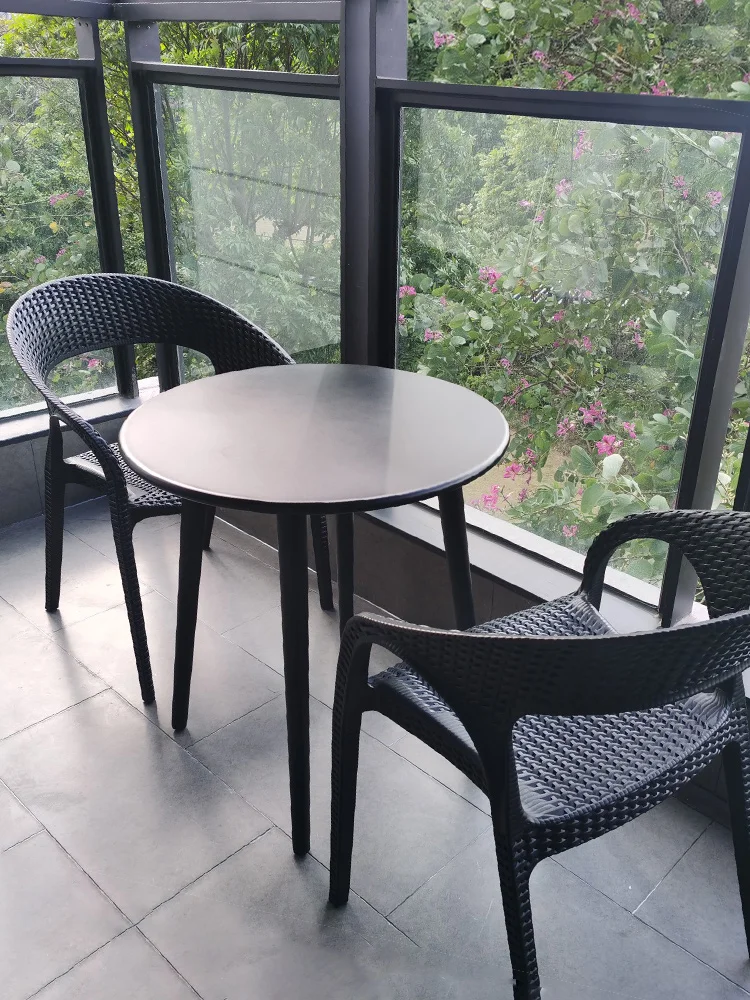 

Zili balcony tea table and chair combination outdoor rattan chair three-piece courtyard garden outdoor rattan chai