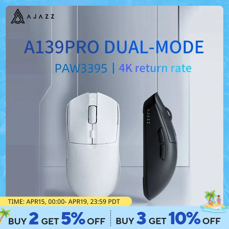 블랙잭 AJ139pro 4k 에디션 무선 마우스, 유선 듀얼 모드 게이밍 마우스, 2.4g, 700mAh 경량 PAW3395 