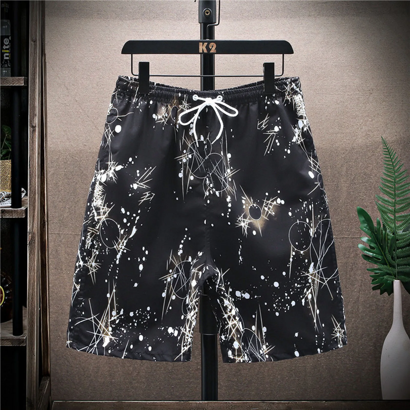 Summer Printed Beach Shorts For Men Fashion Sports Cargo Pants Straight Leg Loose Shorts Drawstring Elastic Waisted Trousers 3