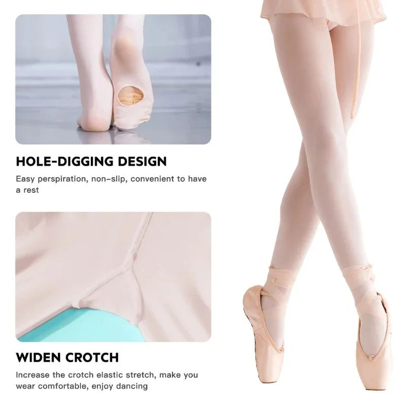 Women Girls Solid Color Transition Ballet Tights Ultra-Soft Comfortable Opaque Convertible Dance Tights Pantyhose Stocking