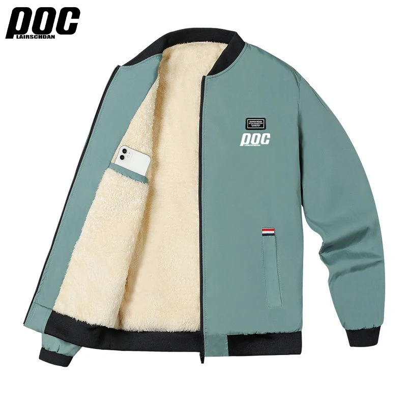 Winter Warm Men's Climbing Double Thickened Pocket Cycling Jacket Outdoor High Collar Windproof Ski Sweatshirt LairschDan Poc