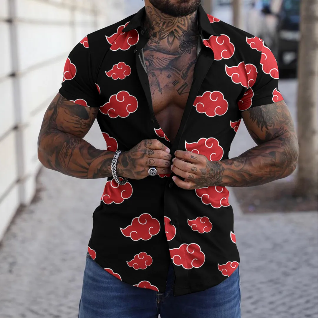 

Men's Fashion Floral Print Casual Slim Short Sleeve Shirt shirt A