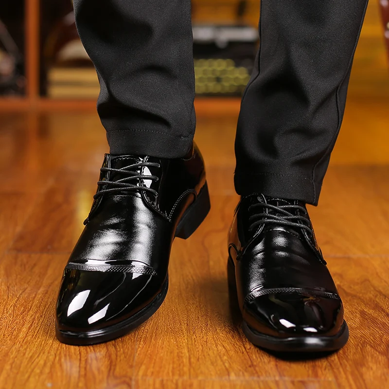 

Elevator Leather Shoes For Men Derby Shoe Black 2023 Men's Genuine Leather Microfiber 37-44 Soft Anti-slip Rubber Casual Formal