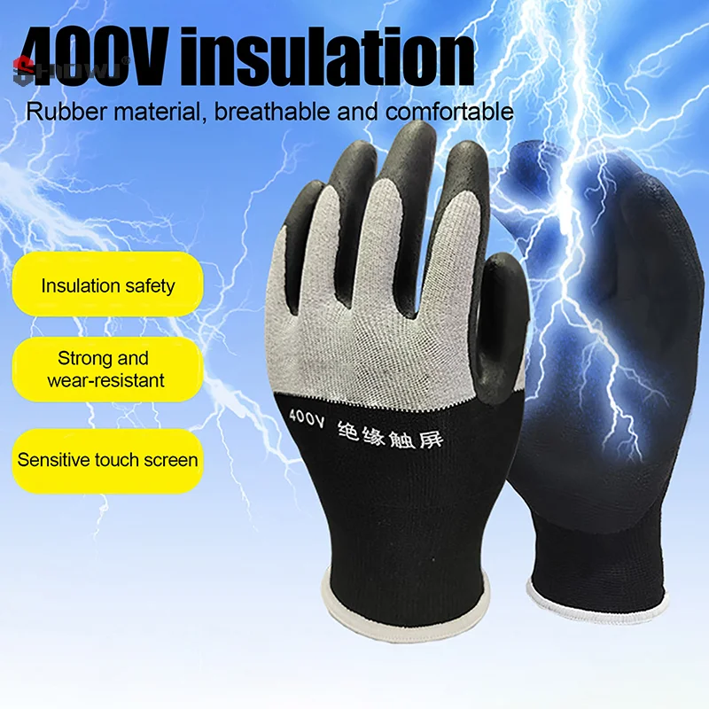 1Pair Electrician Insulating Gloves Withstanding Voltage 400V Rubber Touch Screen Insulation Glove Industrial Tool