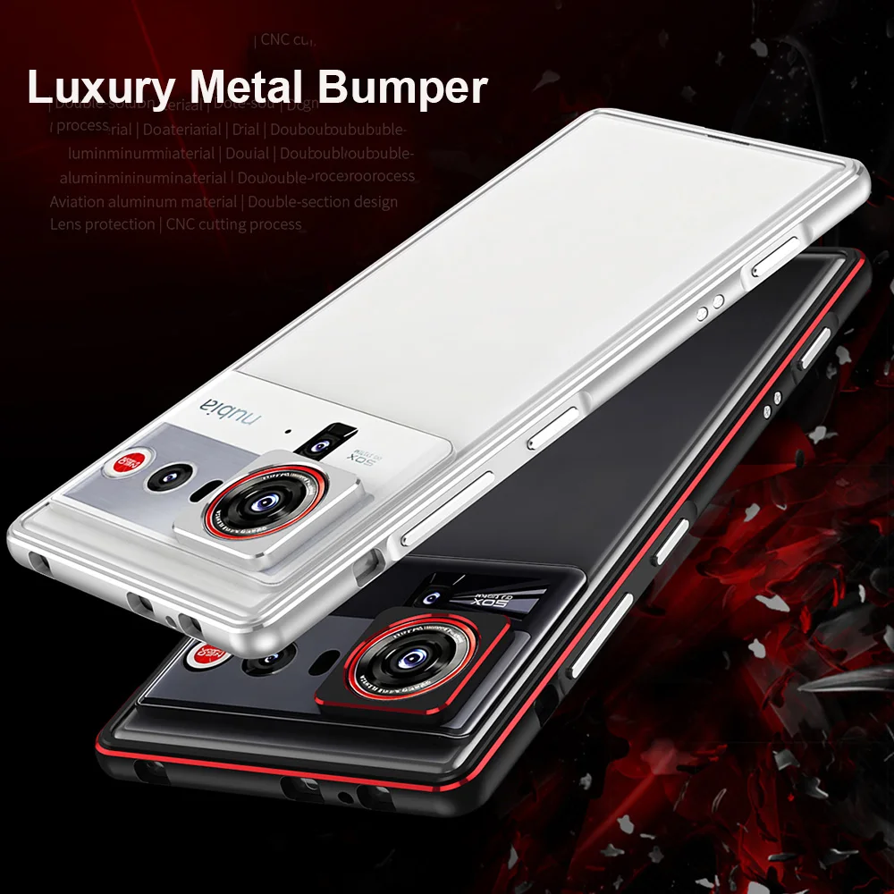 Premium Aluminum Metal Frame Cover with Camera Lens Protector - Shockproof Bumper Case