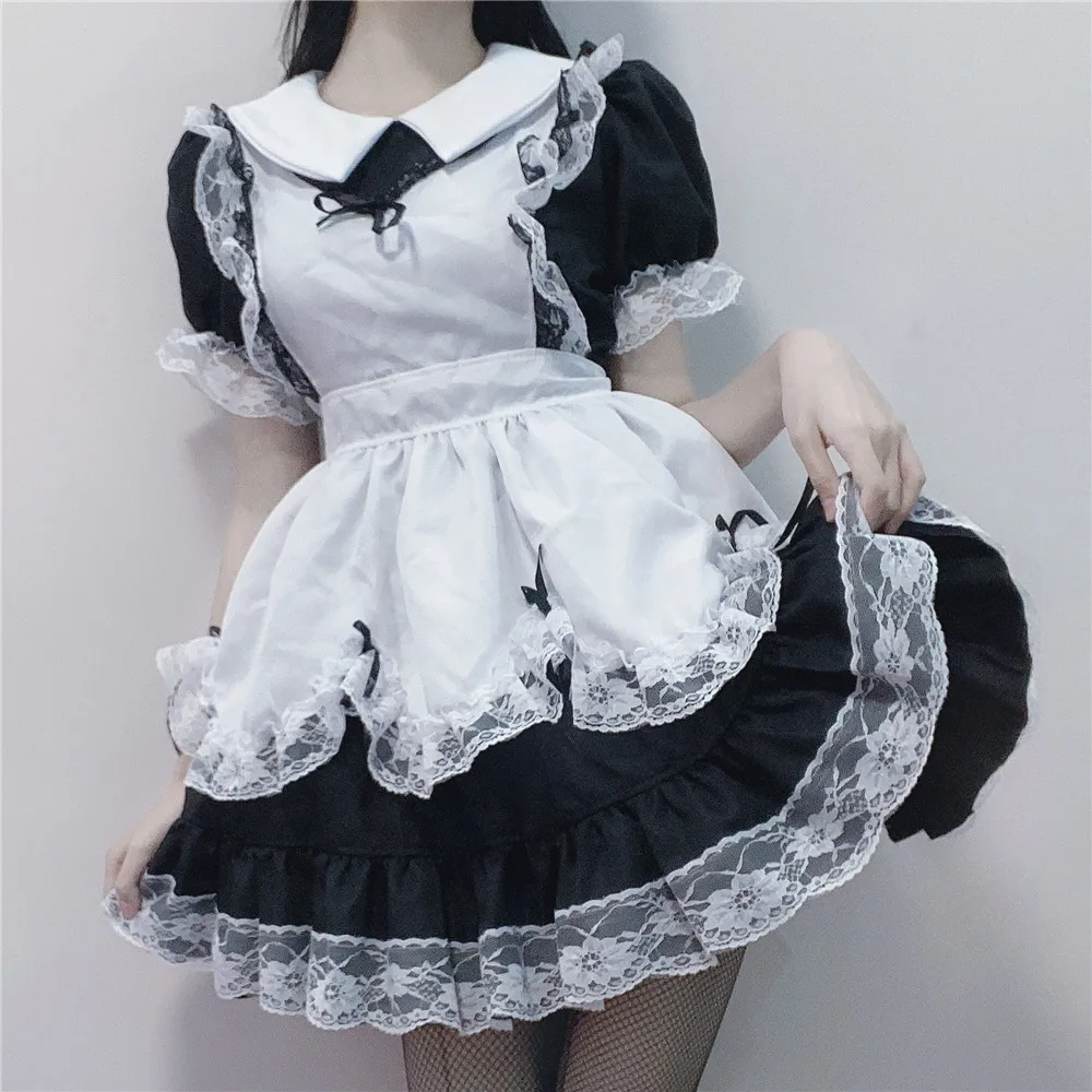 

Mono Maid Dress Short Sleeve Lace Lolita dress with Apron