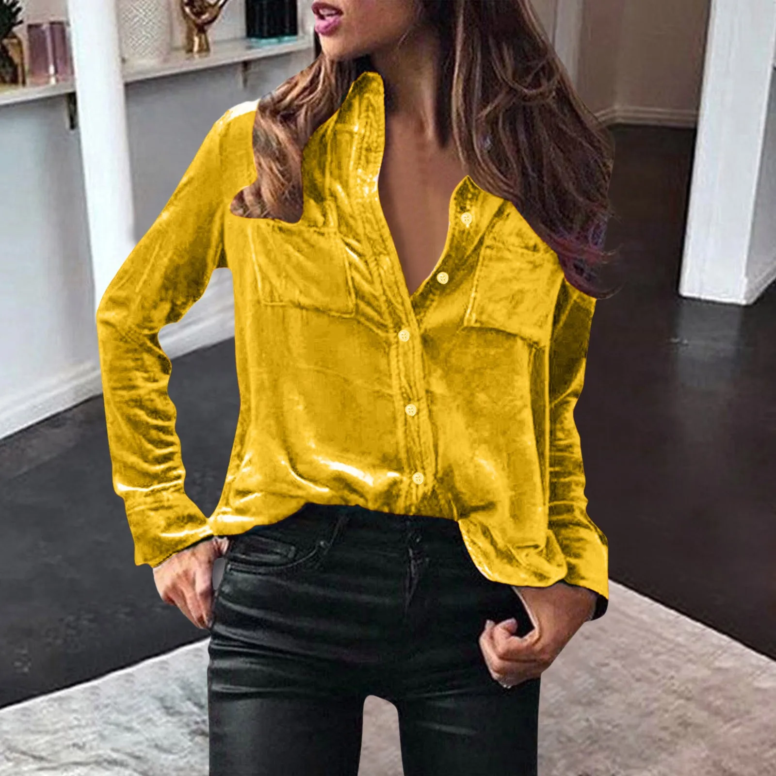 yellow velvet shirt