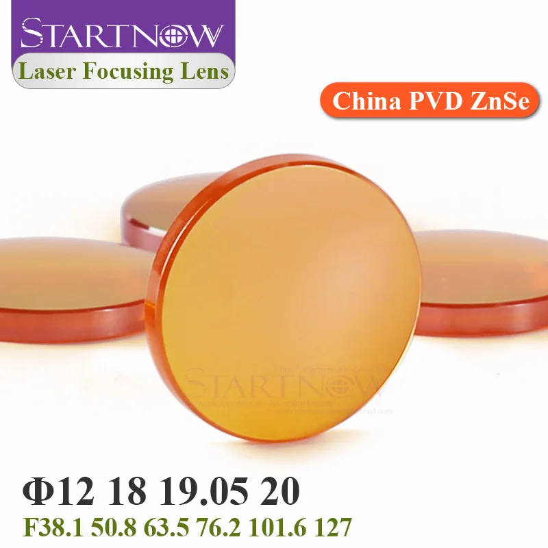 Startnow Focusing Lens Laser 20 19 18 15 12mm FL 50.8 - 127mm For CO2 Laser Cutting Carving Machine China ZnSe PVD Laser Lenses