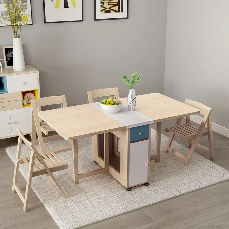 

Fashion White Color Folding Dining Table Furniture Multifunctional Rectangle Foldable Dining Table Folding Chairs