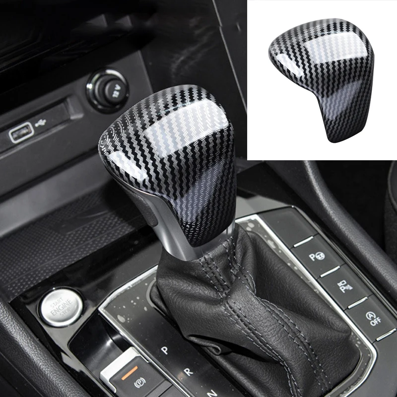 

LHD Car Carbon Fiber Gear Shift Lever Knob Cover Trim ABS For Volkswagen VW TIGUAN L X PHIDEON X Auto Accessories 2017-2023
