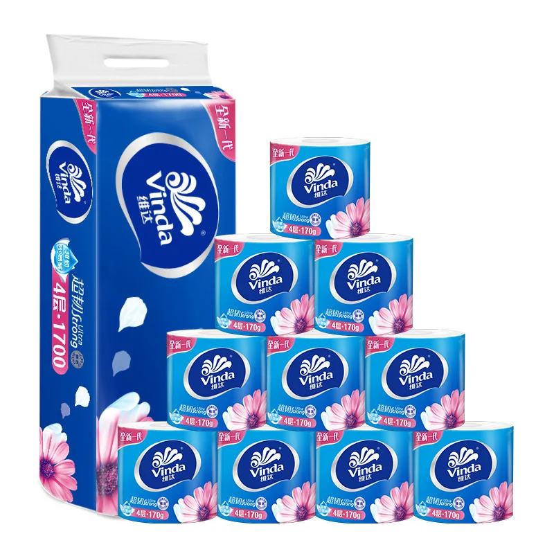 10 Rolls, 140g/180g/roll, Thickened With 4 Layers, Extractable Tissue Paper, Native Wood Pulp, Household Napkins, Toilet Paper