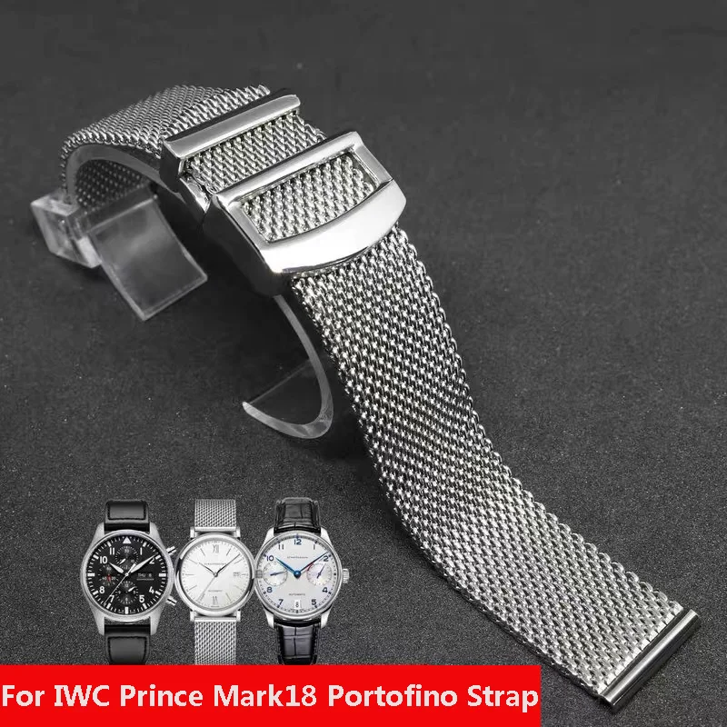 Cinturino In Maglia Intrecciata In Acciaio Inossidabile Massiccio Da 20Mm 22Mm Adatto Per Cinturino Per Orologio Iwc Le Petit Prince Mark18 Portofino 