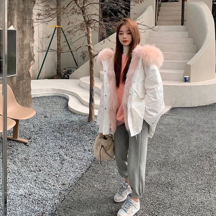 Coco Fur Coat Women's Pie Overcoming Medium To Long 2021 Winter New Rex Rabbit Fur Inner Gall Raccoon Large Fur Neckline Shape