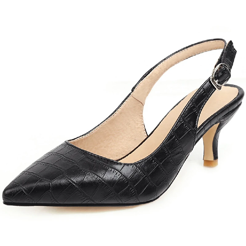 Slingback Sandals Women Summer Casual Fashion Point Toe Snake Leather Shoes For Women Low Heels Comfort Mules Party Shoes Ladies