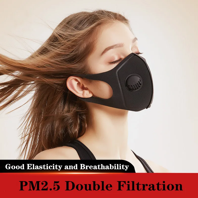 PM2.5 Face Mask Anti Dust Washable Facial Mouth Mask With Valve Double Filtration Ventilation Comfortable Safe Breathing Tool 3