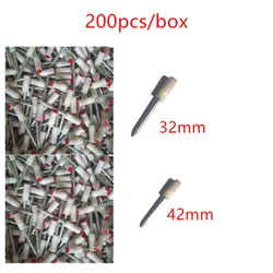 Lot de 200 pièces de faux ongles en bois, accessoires de plafond, silencieux spécial, pistolet à ongles intégré, en forme de quille, 32mm 42mm 