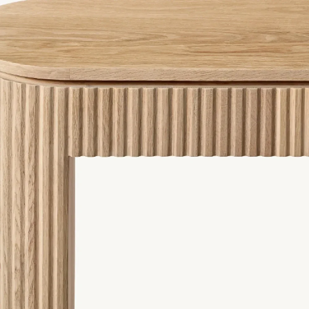 Modern Oak Entryway Table Furniture Wabi Sabi Fluted Wooden Narrow Console Tables for Living Room