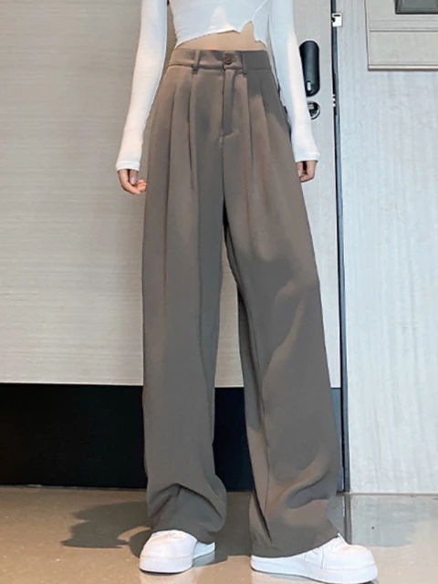 Womens Straight Leg White Pants | White Women Wide Leg Trousers - Women High  Waist - Aliexpress