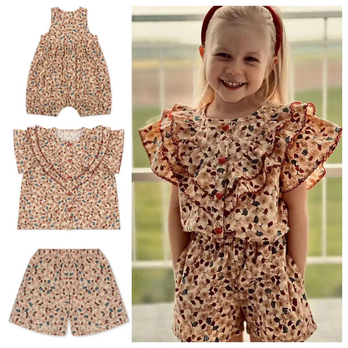 

Baby Girl Clothes 23 Summer New Ks Mulberry Flower Lotus Leaf Sleeve Top Sleeveless Strap Romper Jumpsuit Jumpsuit Baby Clothes