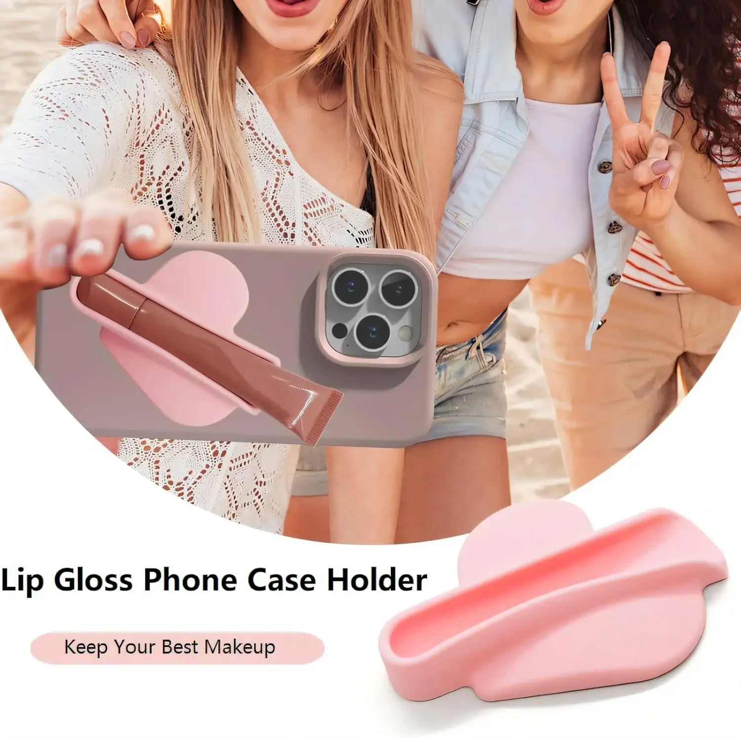 Versatile Self-Adhesive Silicone Lip Gloss Holder Phone Case