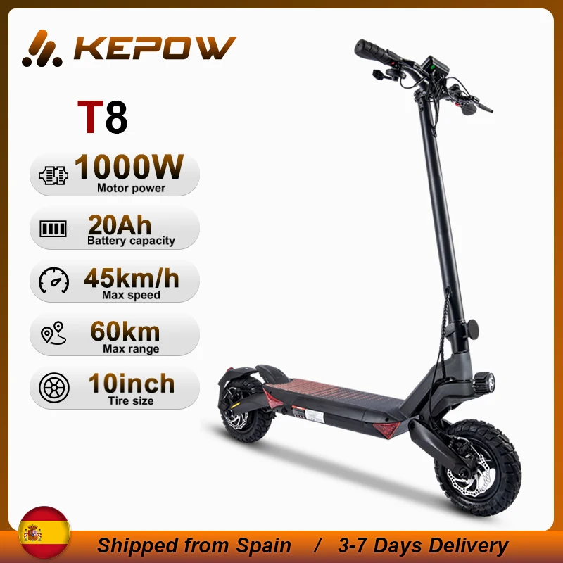 1000wAdultElectricScooterMaxSpeed45km/H10InchOff-RoadTire48v/20ahDualSuspensionFoldableScooterKickSkateboardT8-AliExpress