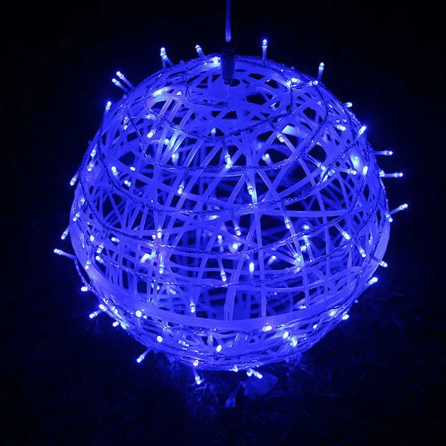 thumbnail image 1 of Guirnalda de luces navideñas de 30 cm con forma de bola de ratán, para exteriores, para bodas, fiestas, decoración de jardín, 1 of 5