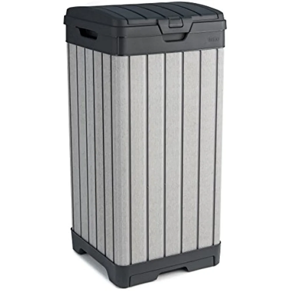 

38 Gallon Trash Can with Lid and Drip Tray for Easy Cleaning-Perfect for Patios, Kitchens, and Outdoor Entertaining, Grey