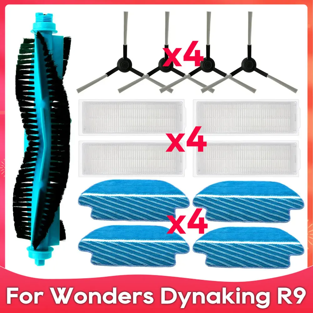 Compatível com Wonders Dynaking r9 Filtro Hepa Escova Lateral Principal Pano de Limpeza de Mop Peças de Reposição e Acessórios para Aspirador de pó Robô.